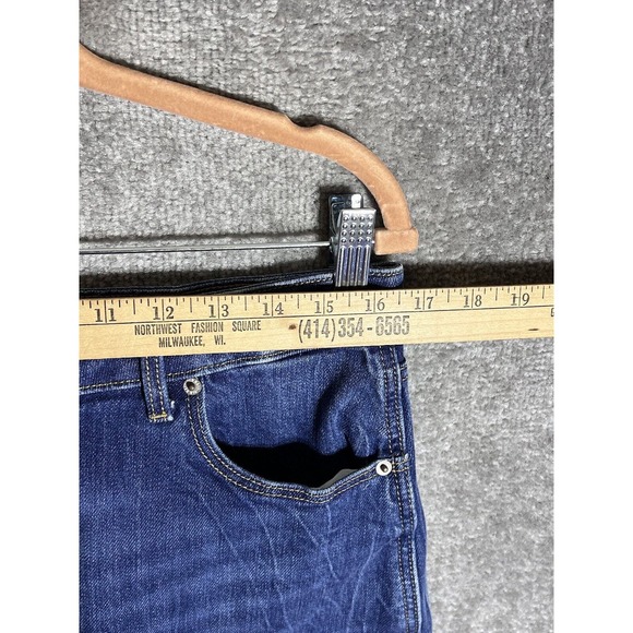 Old Navy Jean Skirt Womens Size 8 Stretch Blue Denim Raw Hem Pockets - Picture 6 of 7